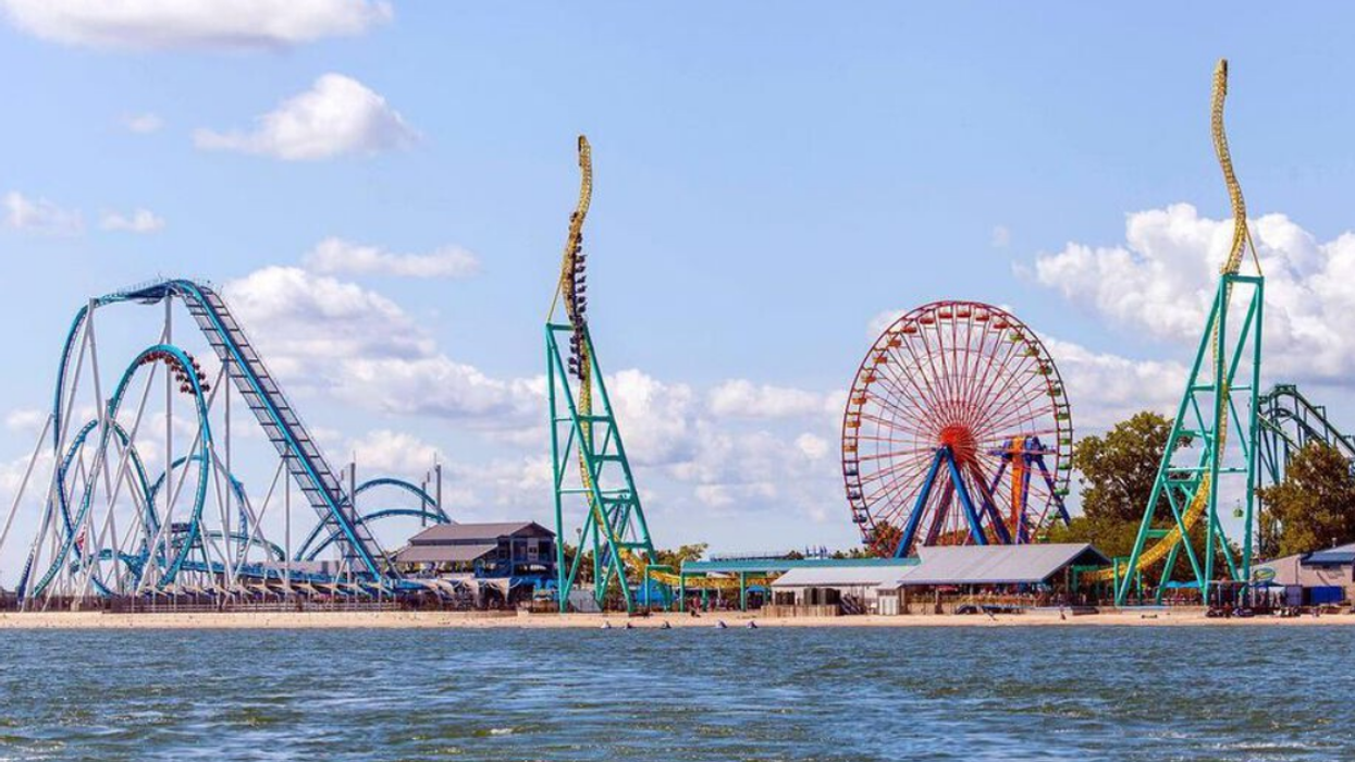 The landscape of Cedar Point Amusement Park in Sandusky, Ohio.