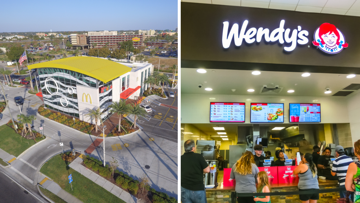 The largest McDonald's in the world. Right: A Wendy's kiosk.