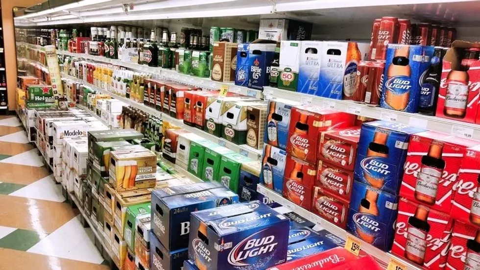 The liquor section of a store in Montreal.
