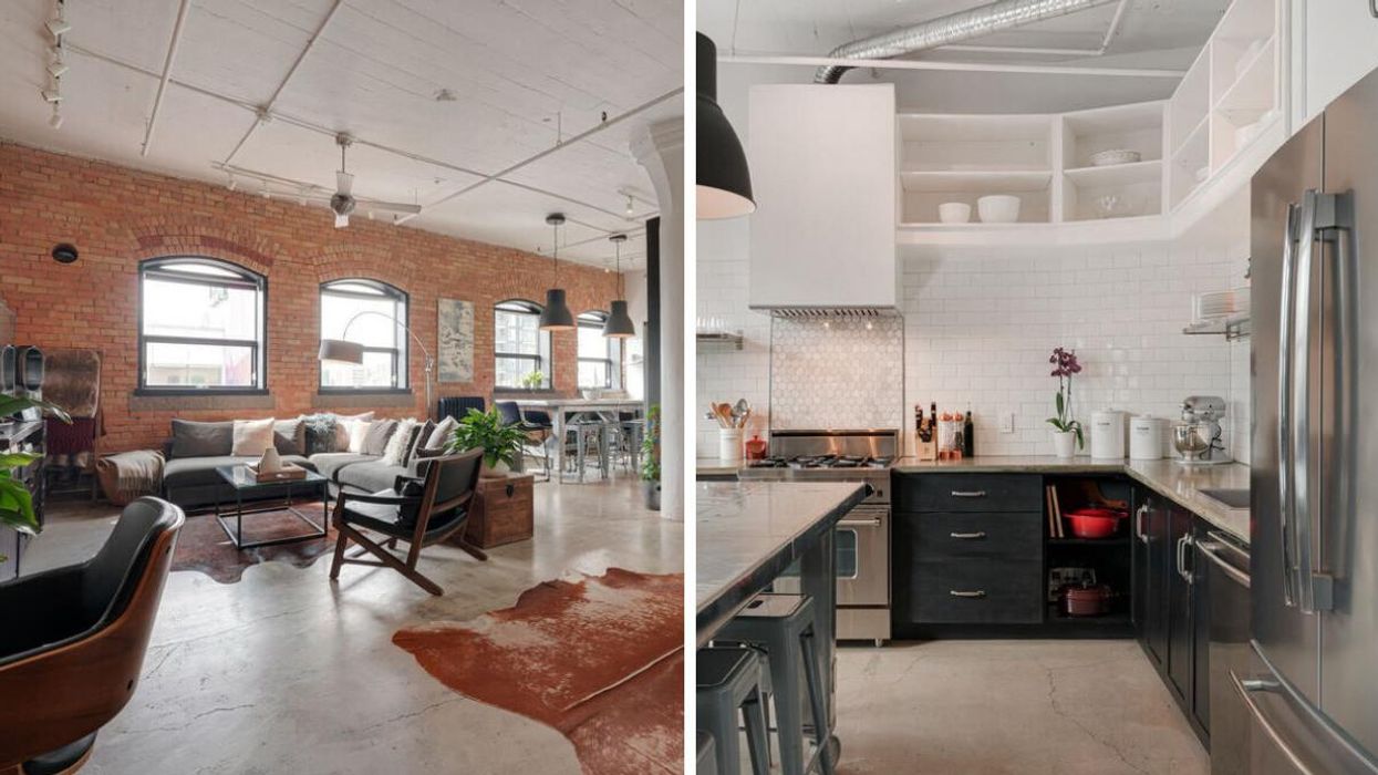 The living area of the loft. Right: The kitchen in the loft.