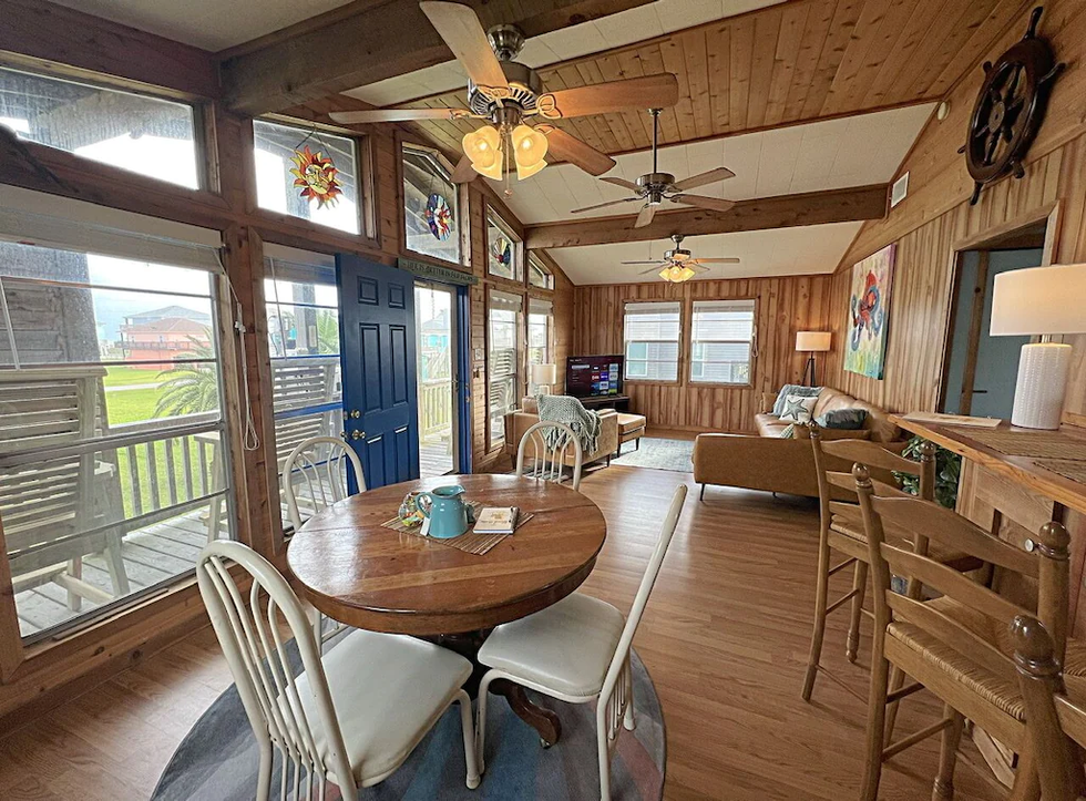 The living room interior of The Rusty Hook.