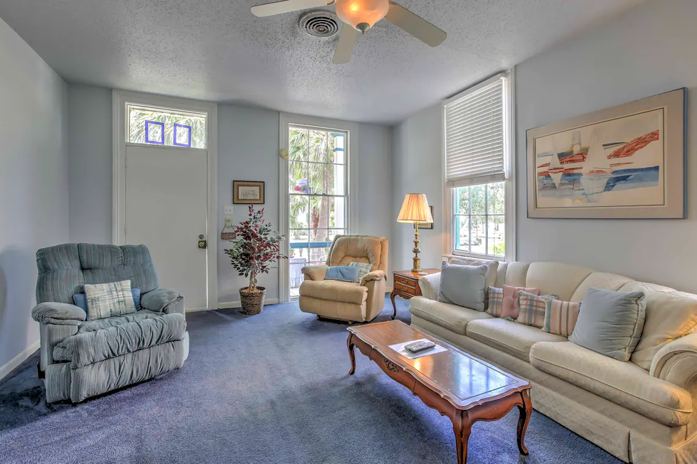 The living room of the vintage Galveston apartment.