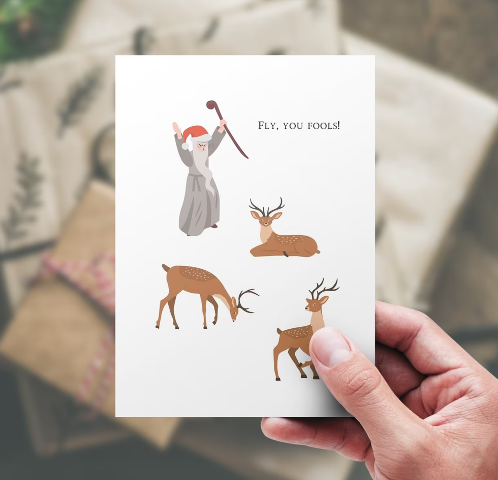 The Lord of the Rings Gandalf Reindeer Fun Christmas Holiday Card.