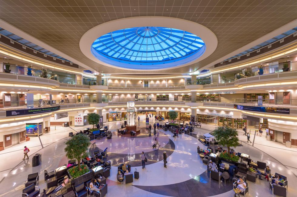 The main atrium at the Atlanta airport.