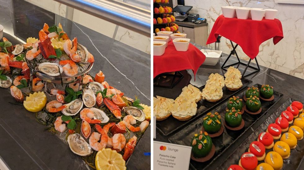 The Mastercard Lounge buffet.