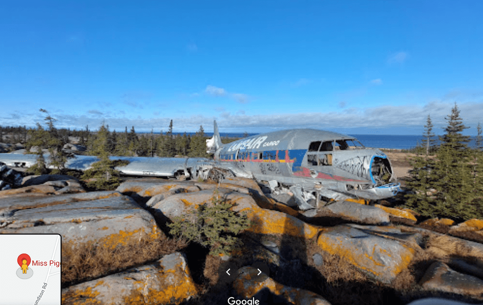 The Miss Piggy plane wreckage.