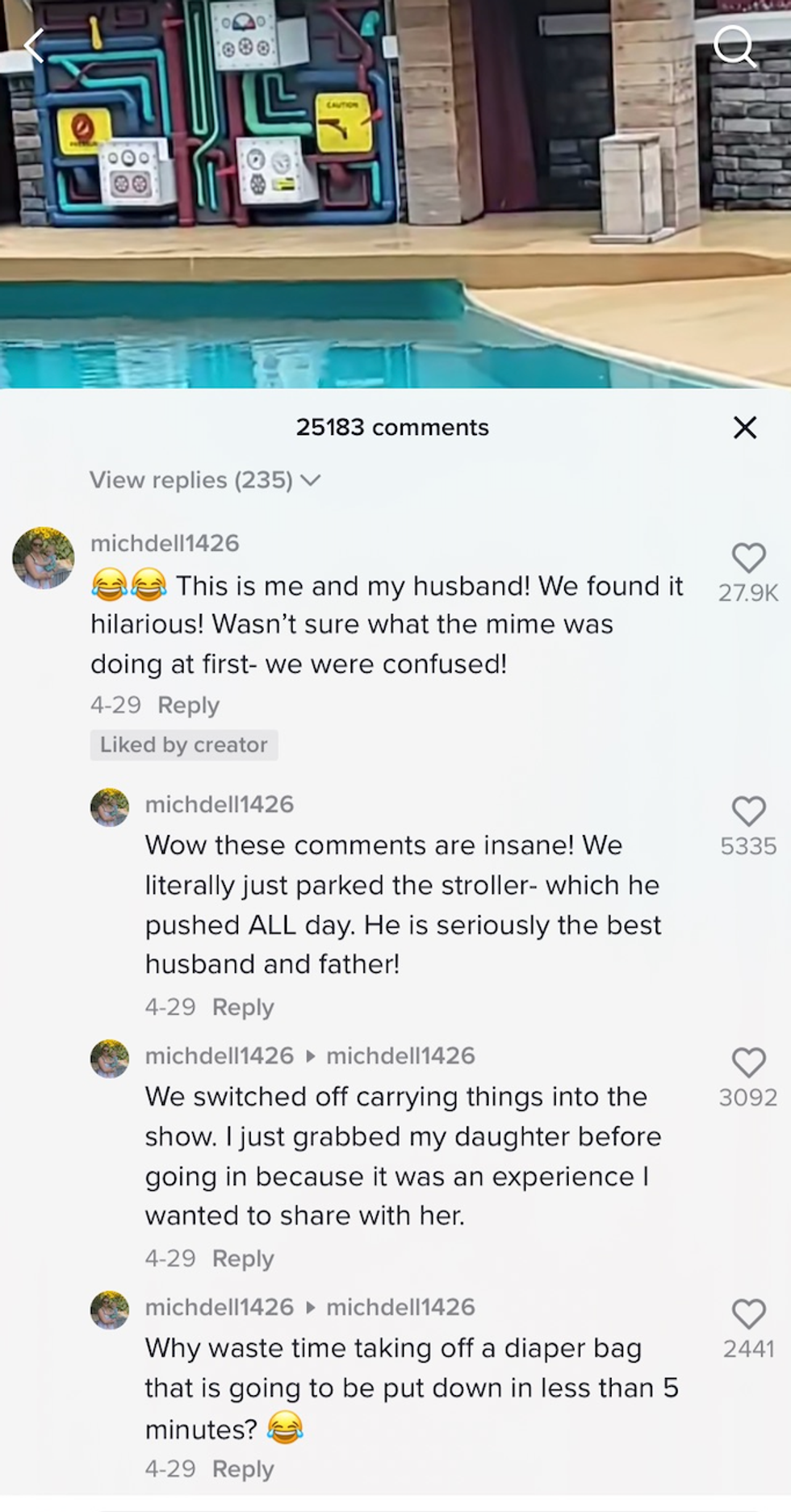 The mother in the video commenting on the video.