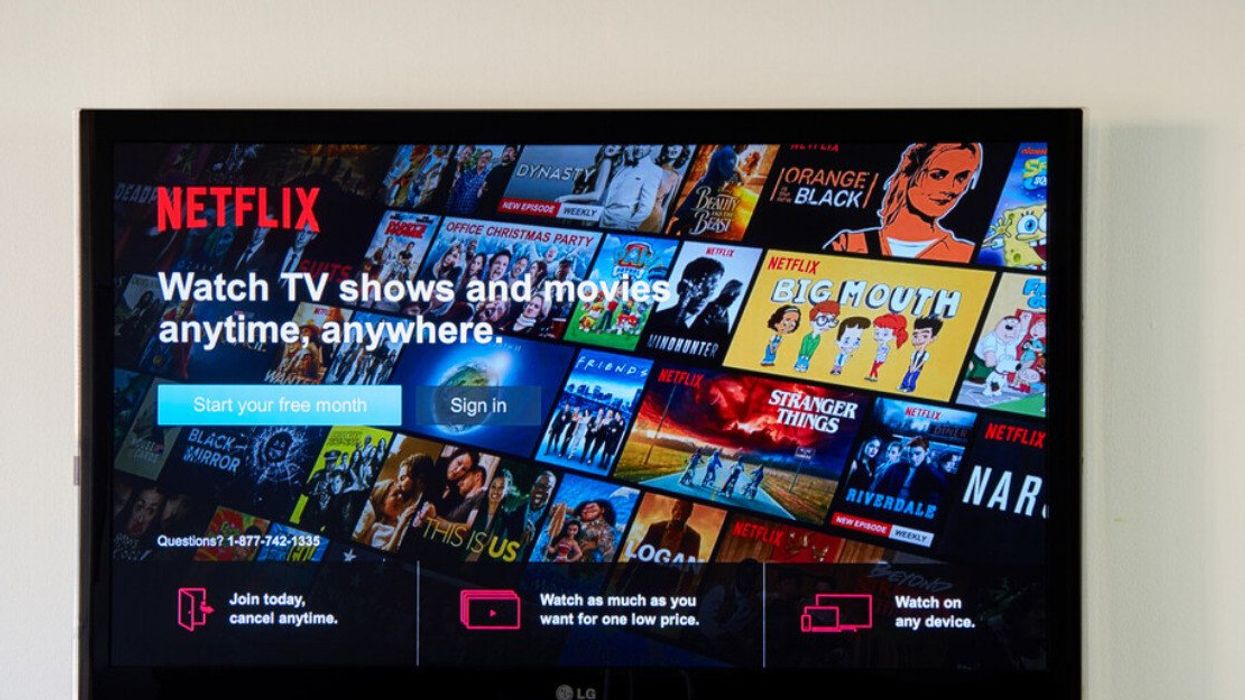 The Netflix sign-in page on a TV.