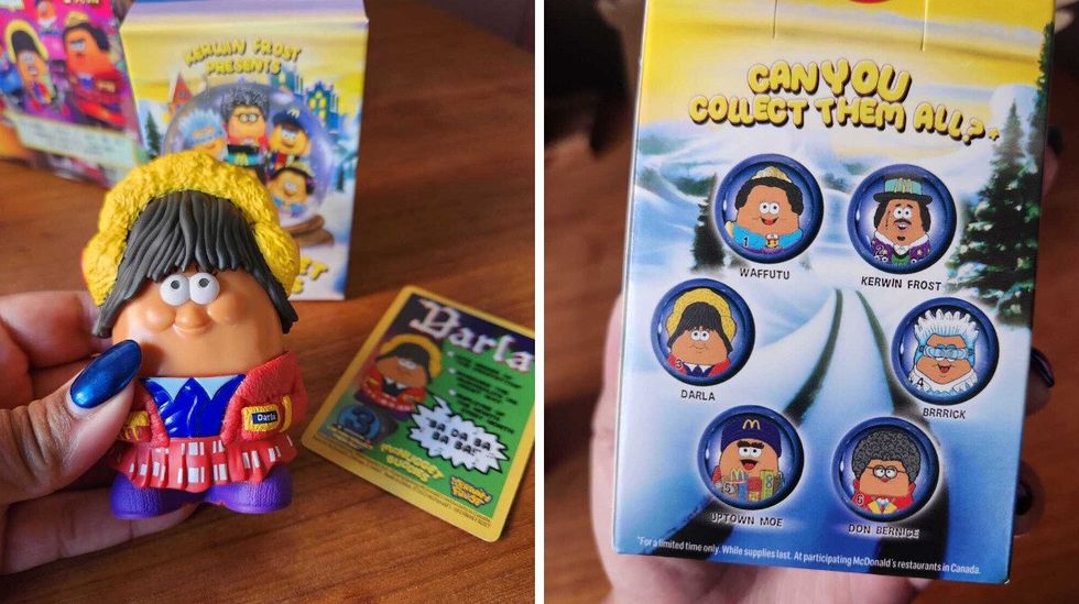 The new McNugget Buddy collectible toy inside the new "adult Happy Meal" Kerwin Frost Box from McDonald's Canada.