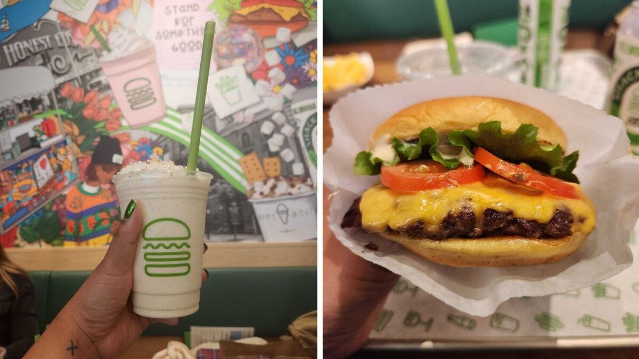 The new Toronto exclusive maple salted pretzel shake. Right: A ShackBurger.