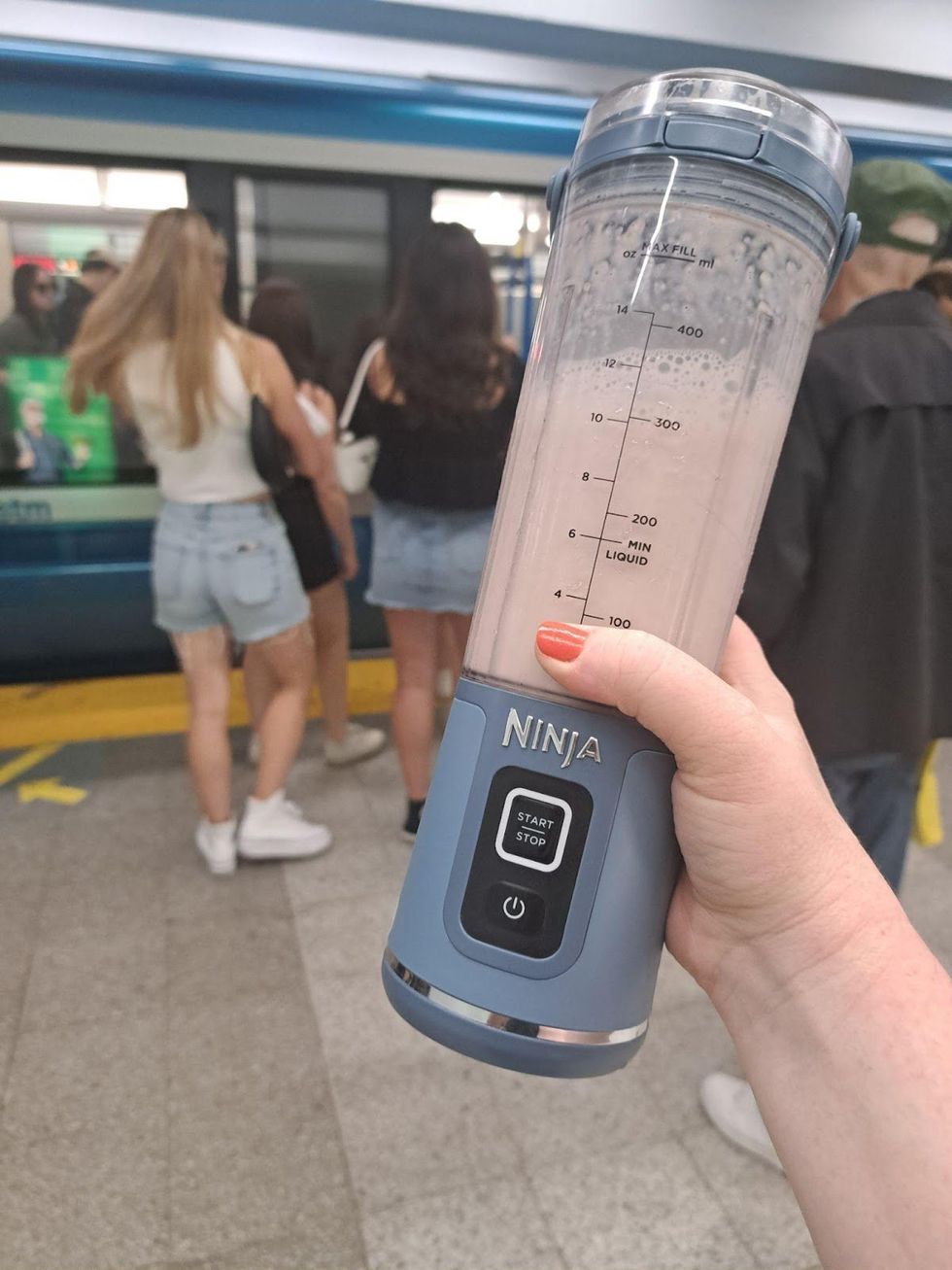 The Ninja Blast on a subway platform.