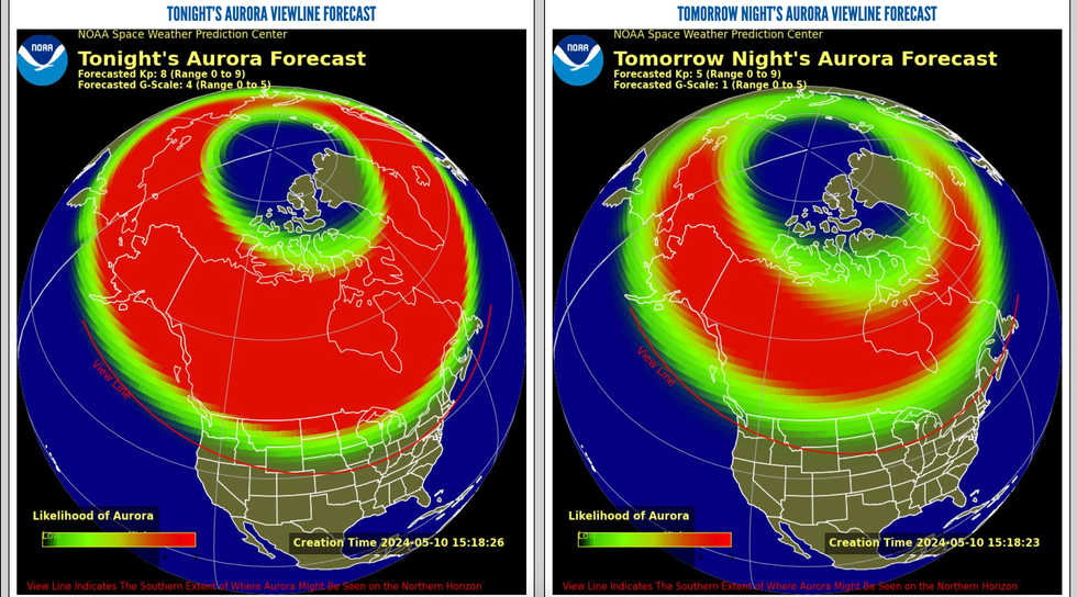 The NOAA's aurora visibility maps.