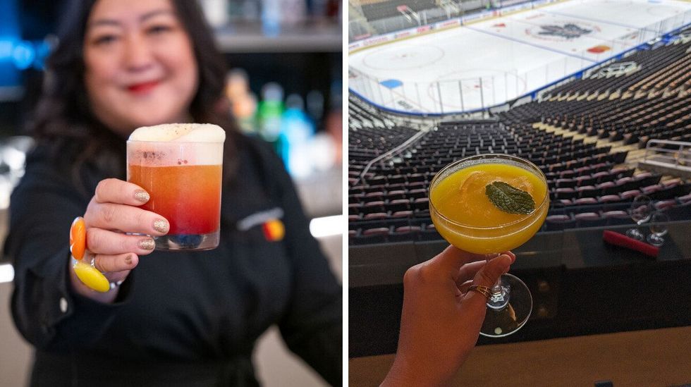 The Passion cocktail. Right: The Optimism cocktail.