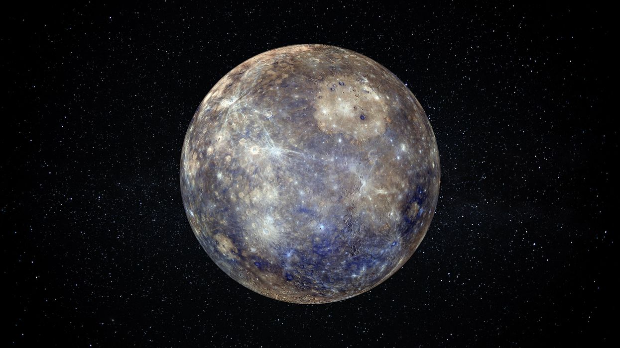 The planet Mercury surrounded by stars.