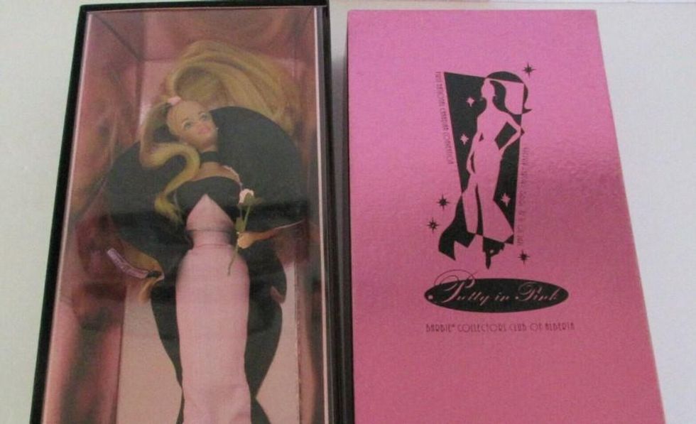 The Pretty in Pink Barbie in its package.