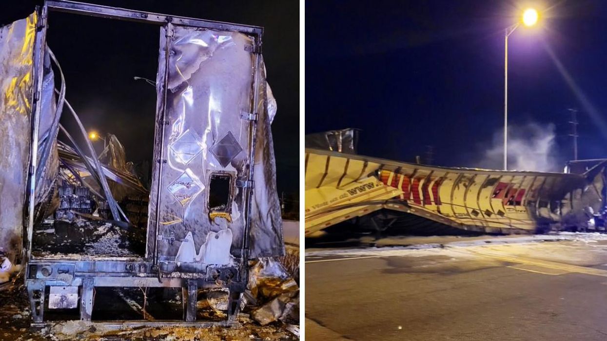 The QEW Is Shutdown After A Truck Caught On Fire Early This Morning