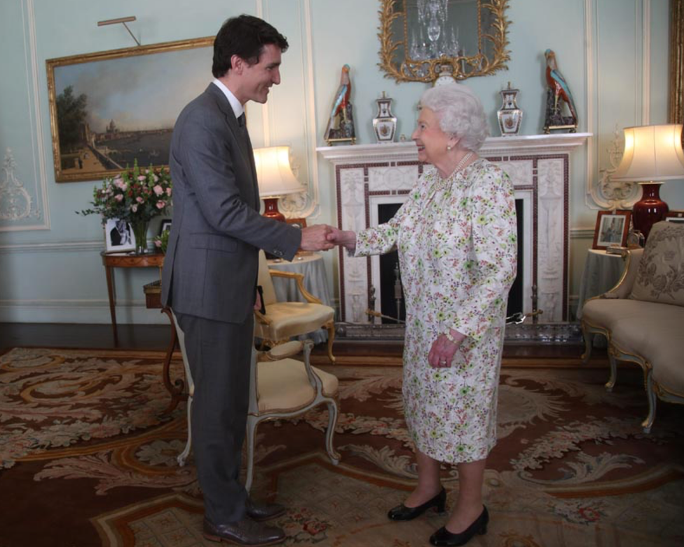 The queen and Justin Trudeau.