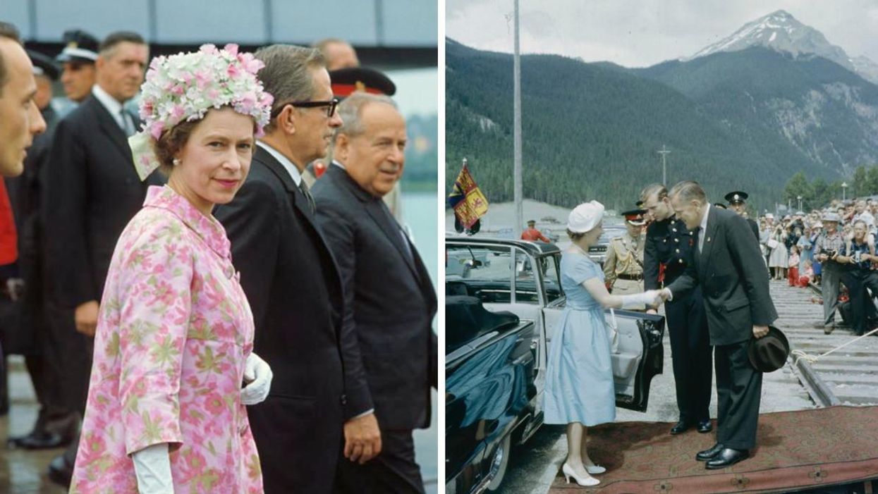The queen visits Expo 67. Right: The queen in B.C.