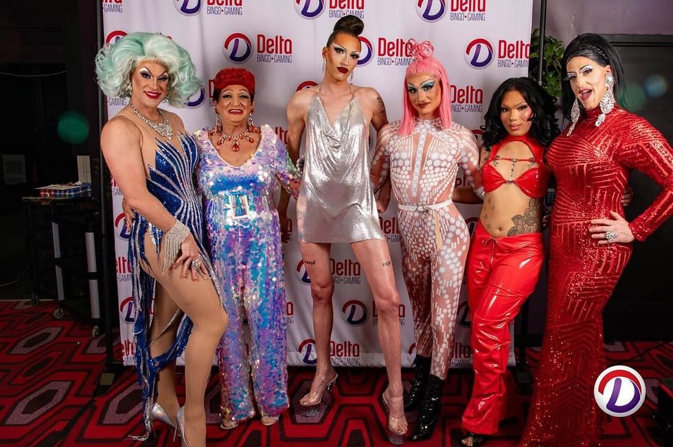 The queens of Drag Bingo at Delta Bingo.