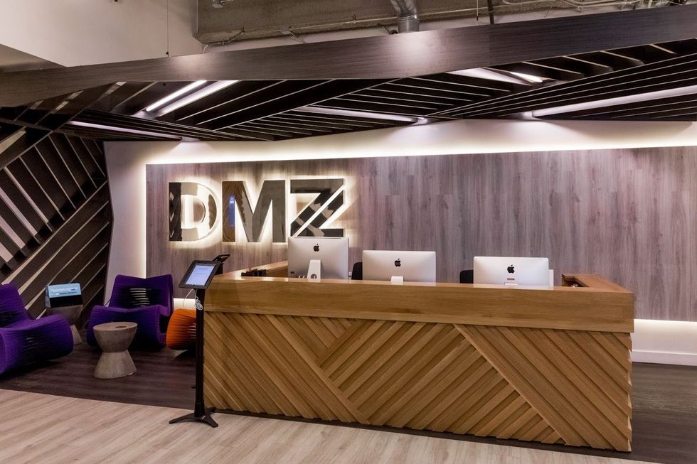 The reception desk at DMZ Toronto.