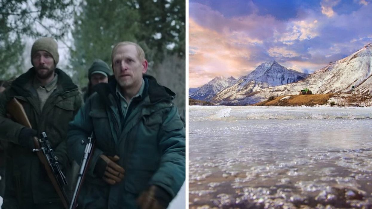 The religious group out hunting in The Last Of Us. Right: Waterton.
