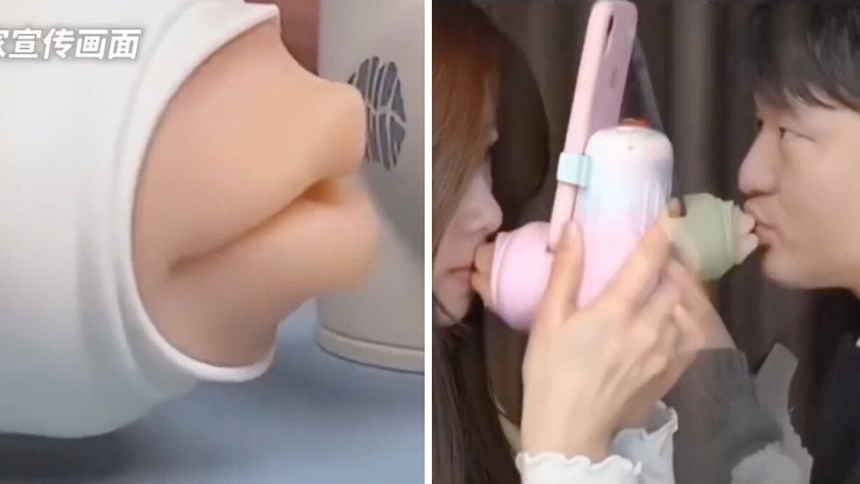 The remote kissing device.