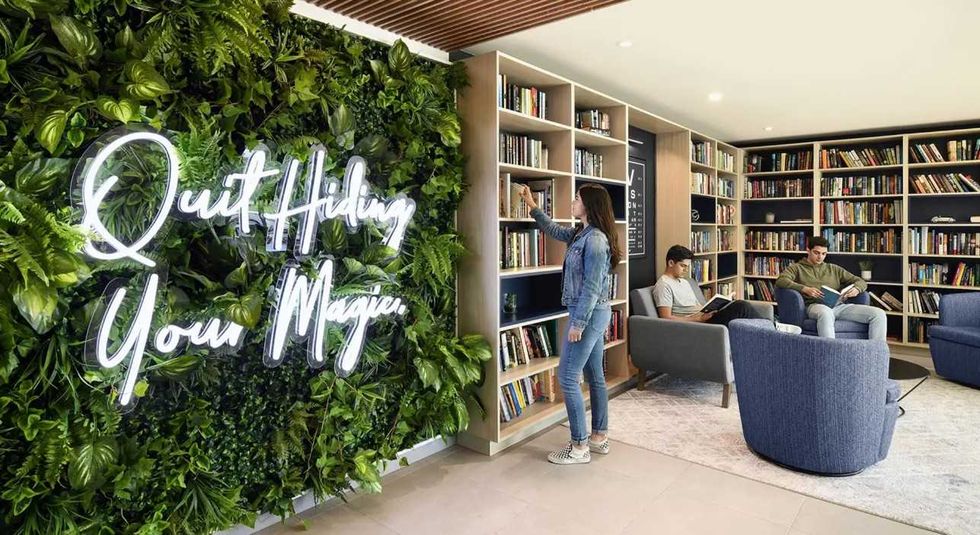 The Revalie residents make use of the common areas.