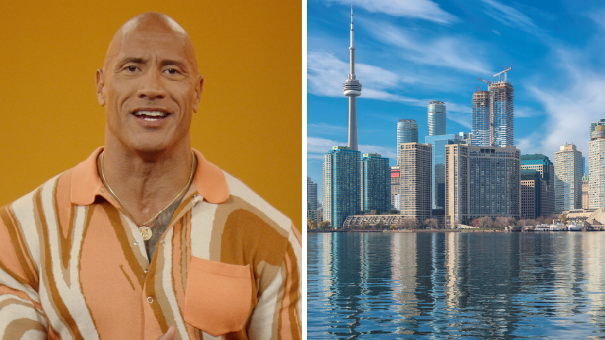 The Rock. Right: Toronto skyline.