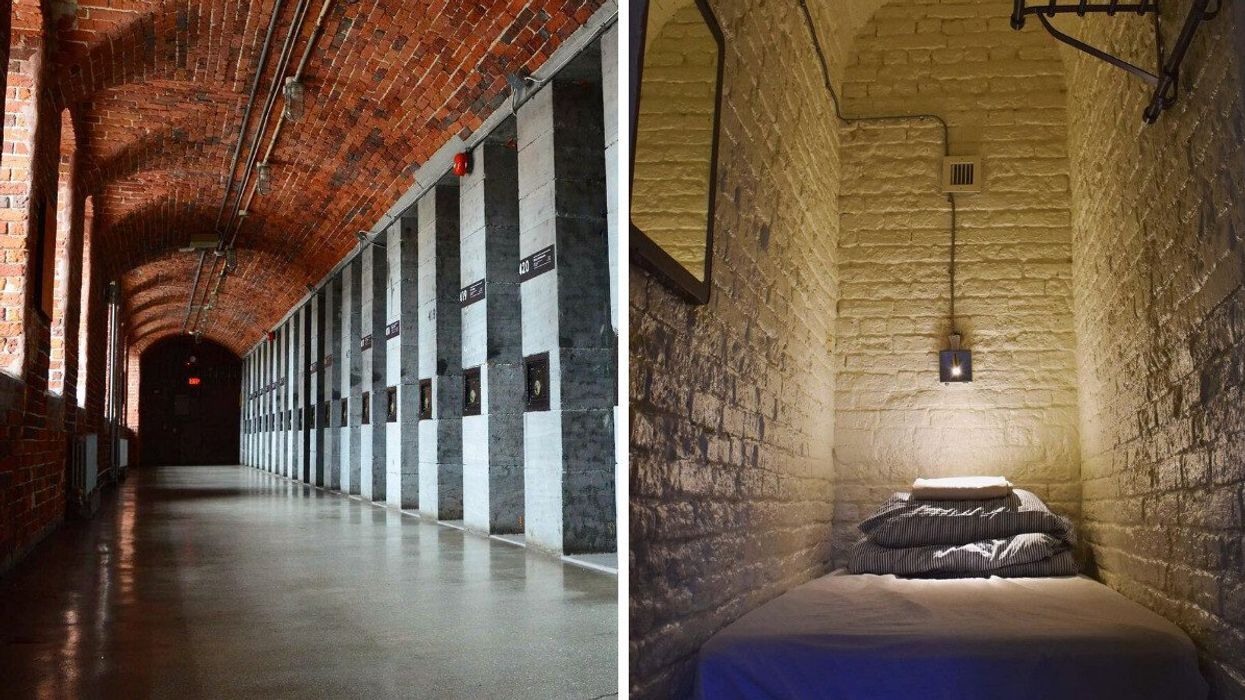 The Saintlo Ottawa Jail hostel. Right: A cell at the hostel.