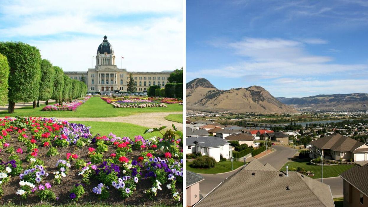 The Saskatchewan Legislature in Regina. Right: Kamloops, B.C.