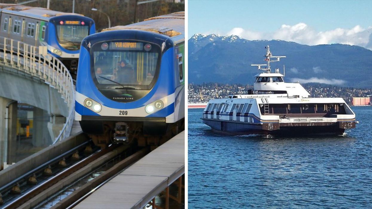 The SkyTrain in Vancouver. Right: The SeaBus in Vancouver.