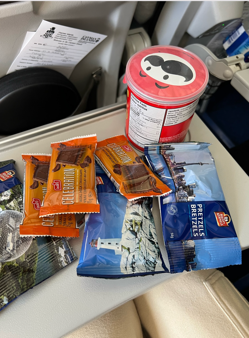The snacks we got for free on the plane.