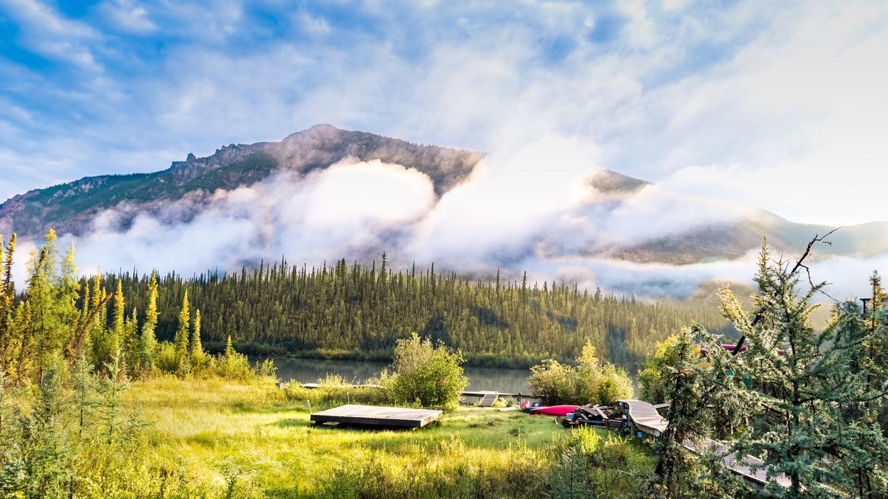 The sun shining in Nahanni National Park Reserve in Northwest Territories.