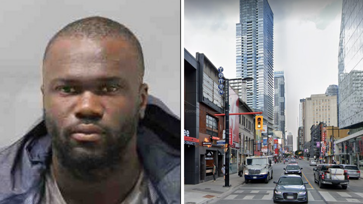 The suspect Toronto police arrested. Right: The area where the incident allegedly took place.