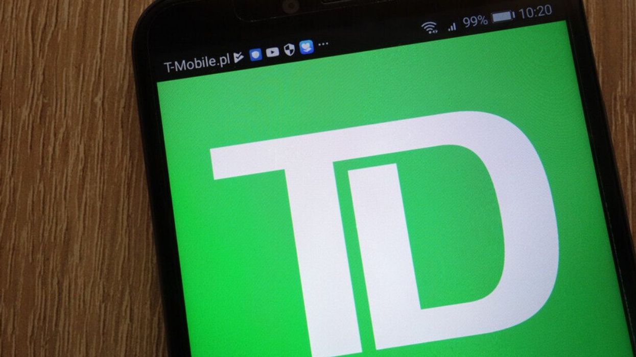 The TD bank logo on a mobile device.