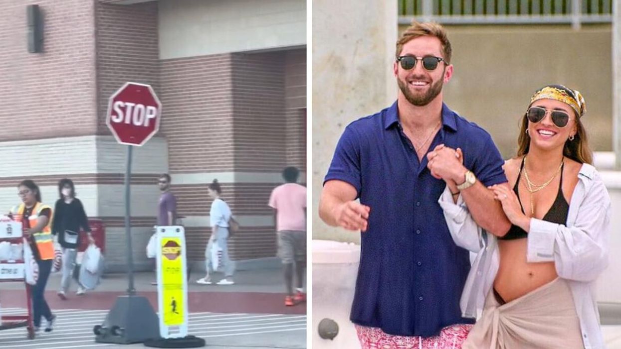 The TikTok video showing what seems to be Matt and Colleen from LIB leaving a Target store. Right: Matt Bolton and Colleen Reed.