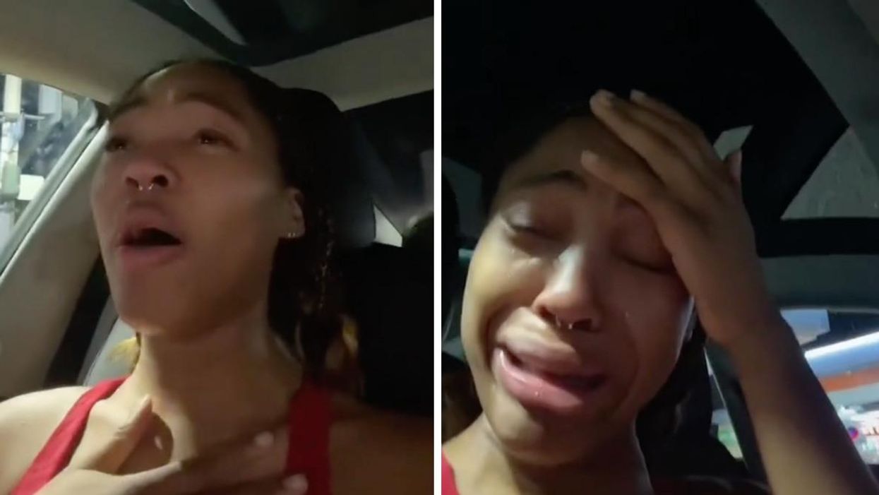 The TikToker crying in a car.