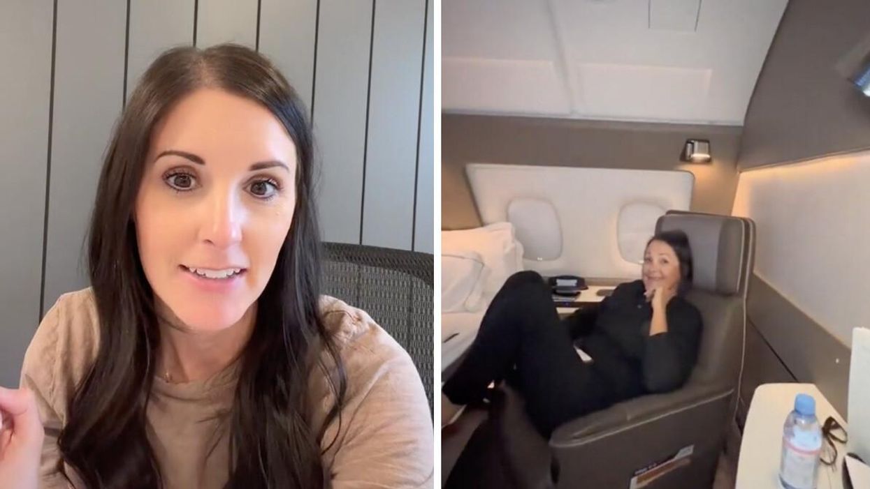 The TikToker explaining her travel hack in a video.