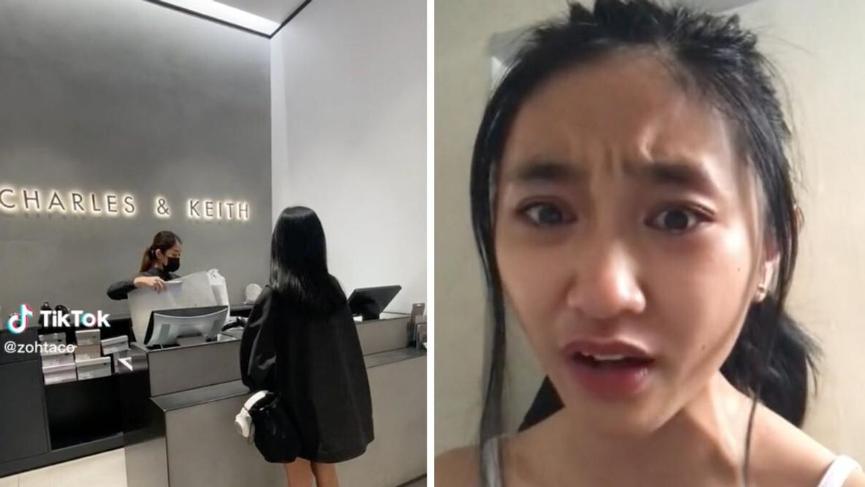 The TikToker getting her bag. Right: The TikToker addressing the hate.