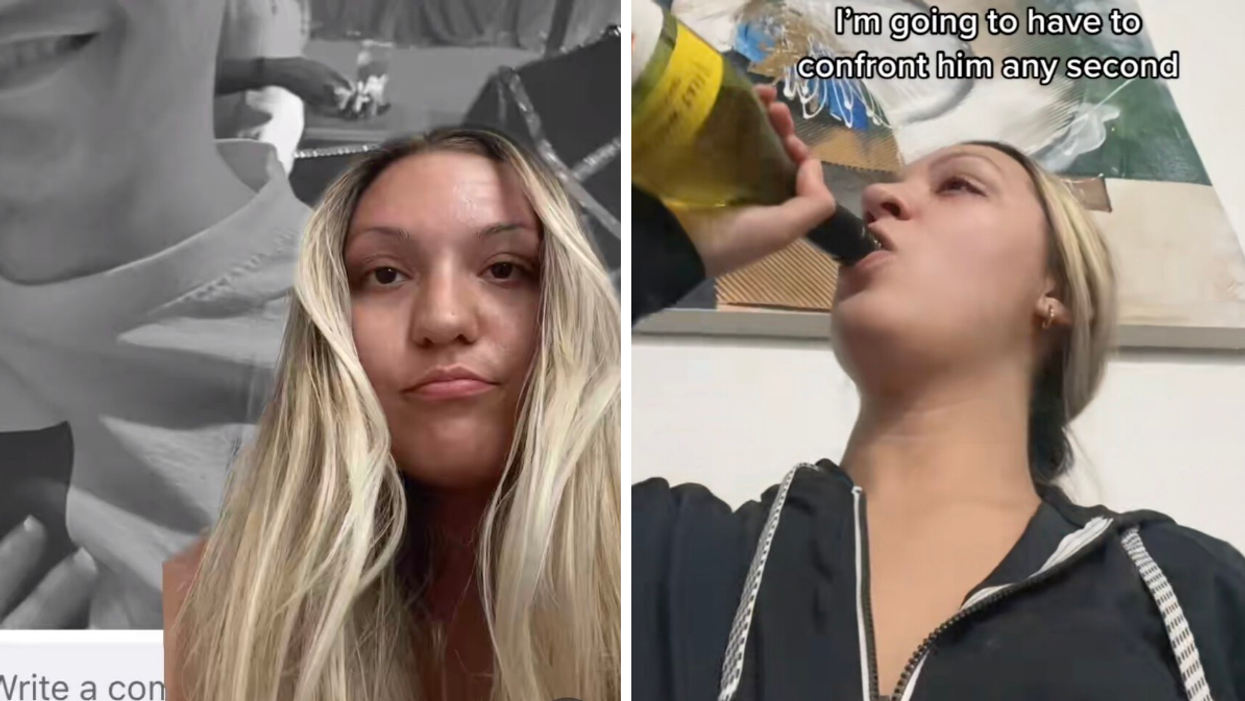 The TikToker in a viral video. Right: The TikToker in another viral video.