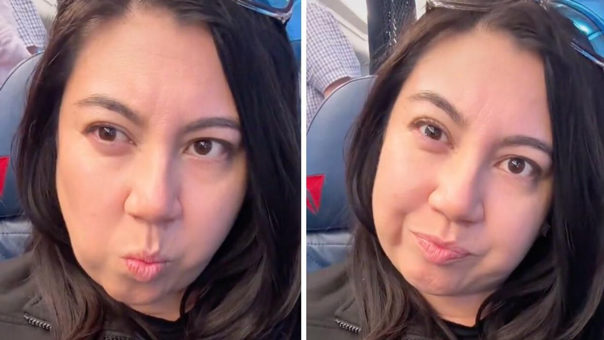 The TikToker in her plane seat.