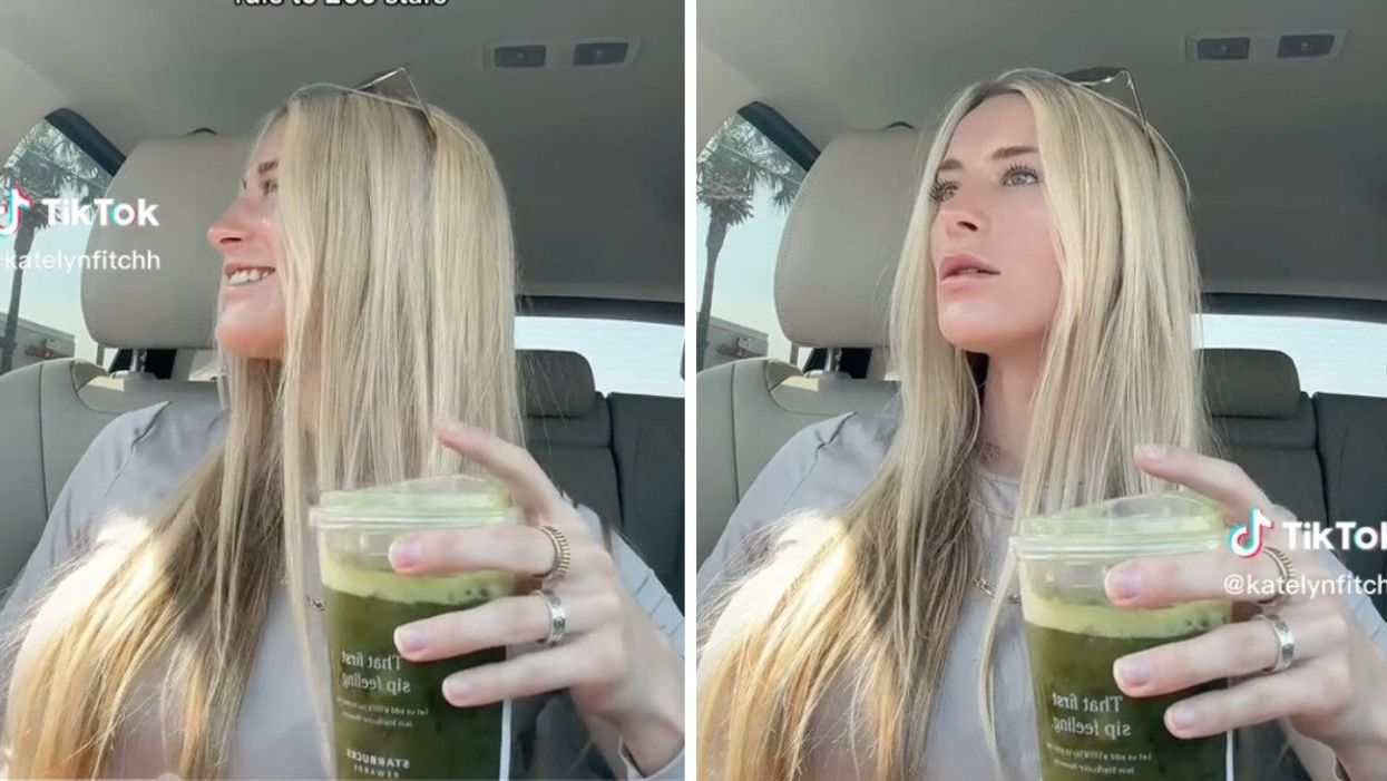 The TikToker in her video about Starbucks.