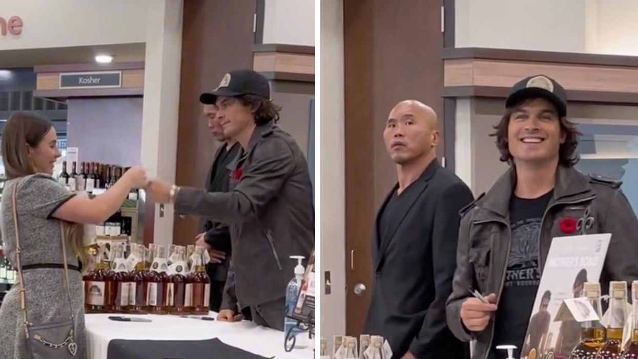 The TikToker meeting Ian Somerhalder. Right: Ian Somerhalder.
