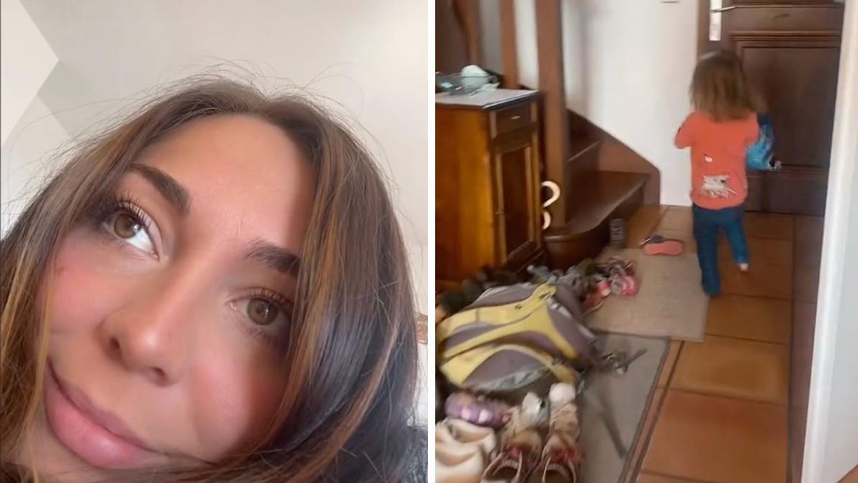 The Tiktoker. Right: The child she's caring for.