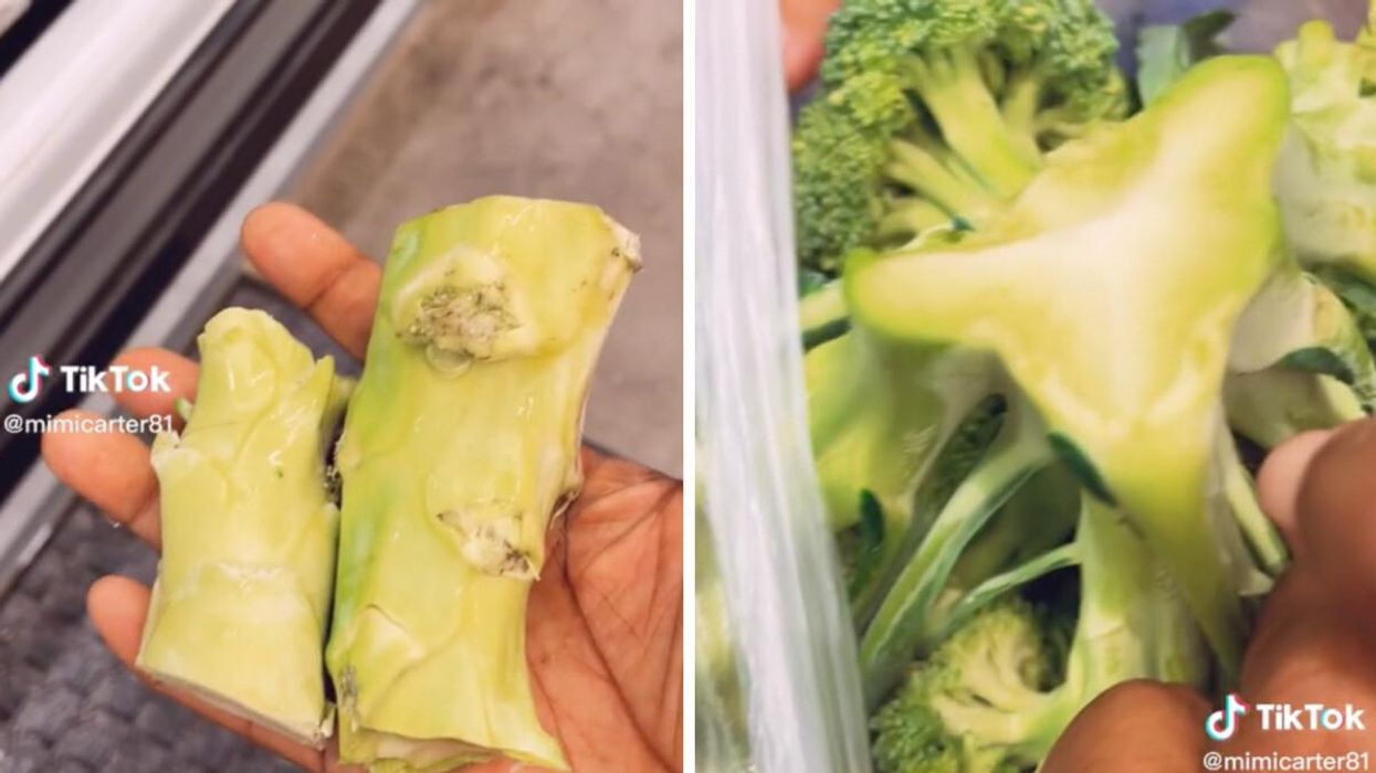 The TikToker showing her grocery shopping hack.