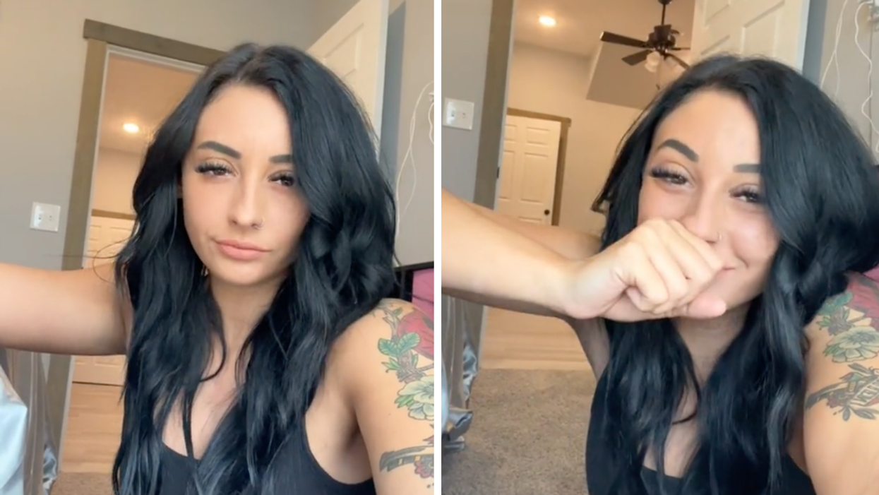 The TikToker telling her story online. Right: The TikToker laughing.