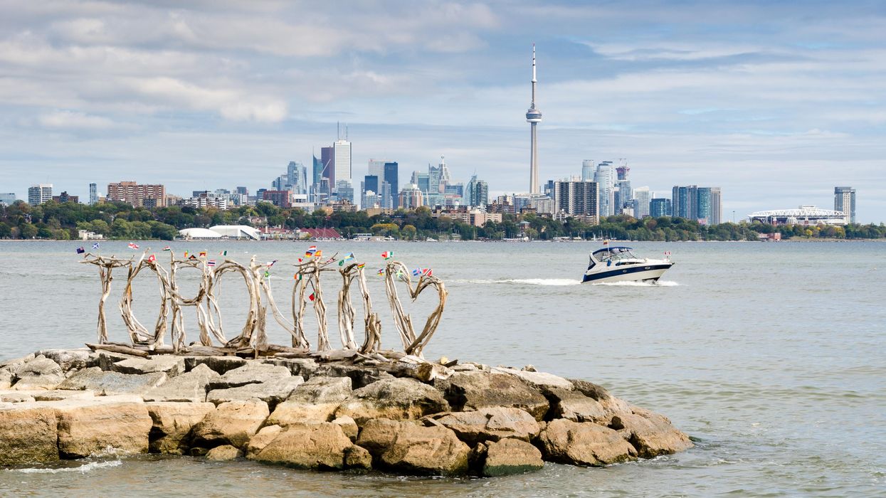 The Toronto skyline view from Lake Ontario.