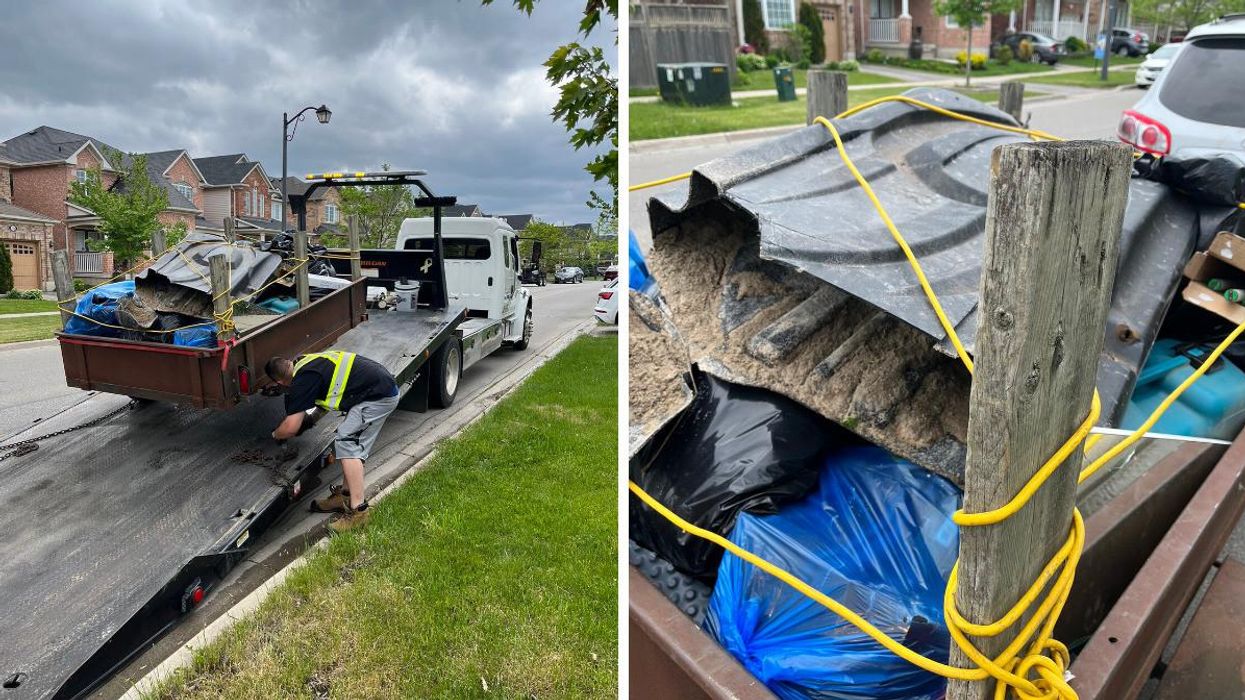 The trailer full of garbage.