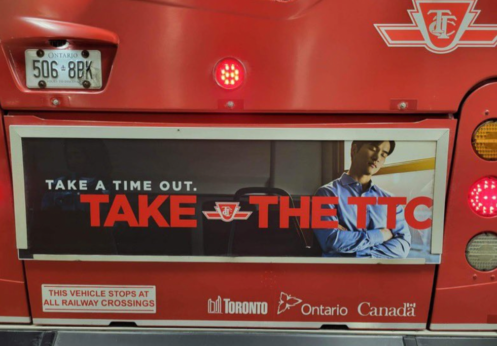 The TTC ad on a bus.