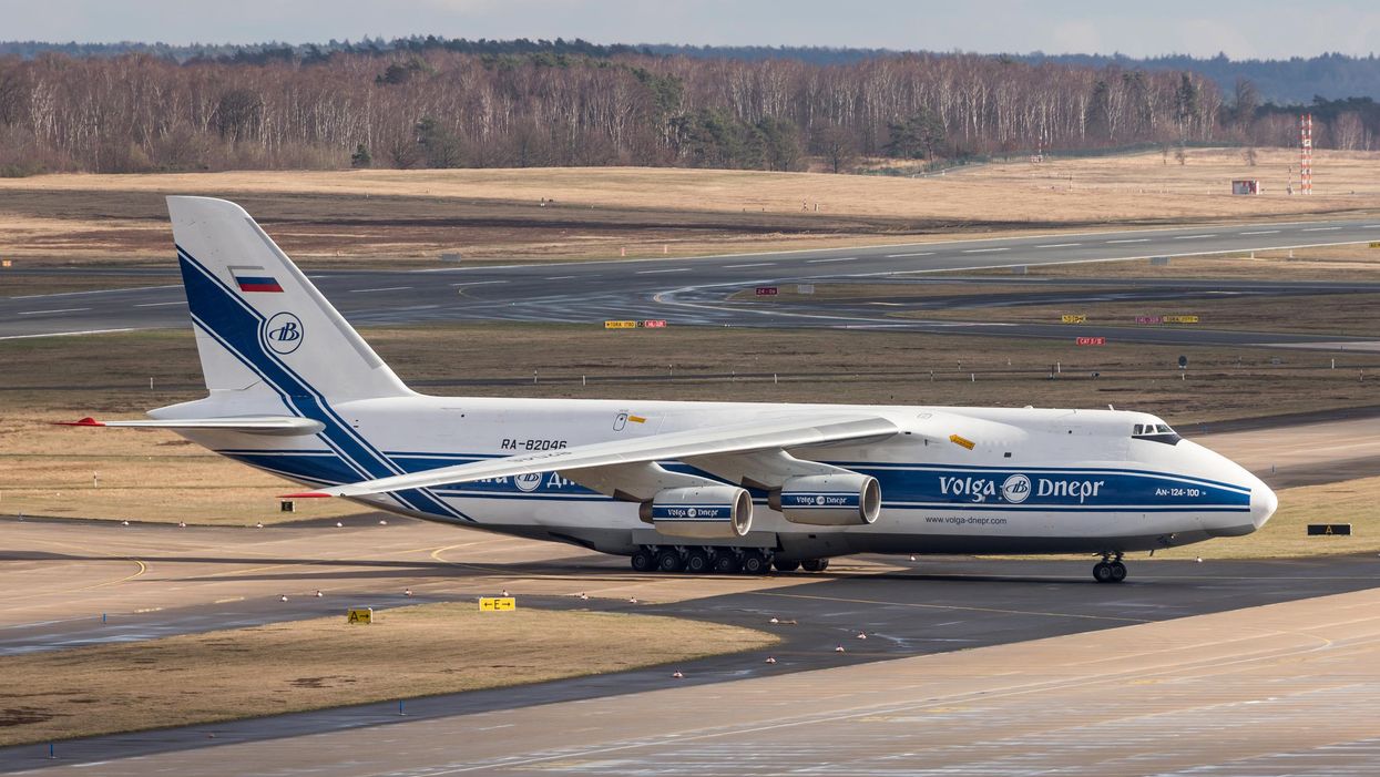 The type of cargo plane that's parked at Toronto Pearson Airport.